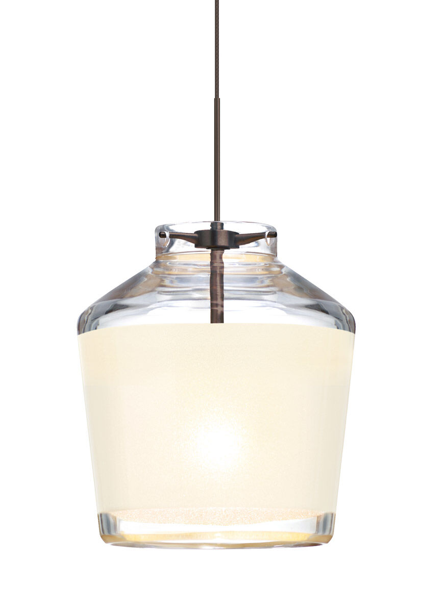 Pica 6 1 Light Bronze Pendant Ceiling Light in Incandescent, White Sand Glass