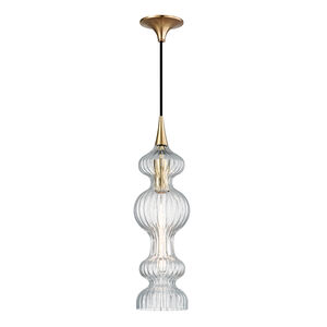 Pomfret 1 Light 6 inch Aged Brass Pendant Ceiling Light in Clear Glass