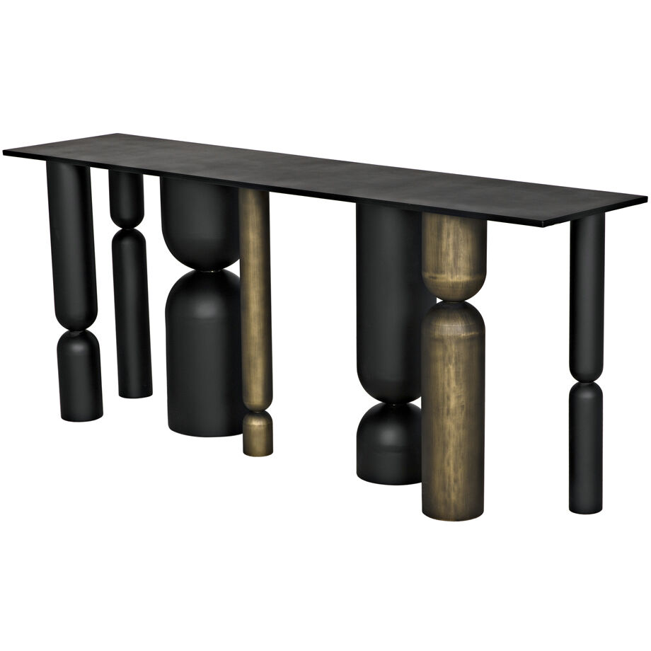 Figaro 71 X 17 inch Matte Black and Aged Brass Console