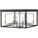 Euclid 4 Light 15 inch Chrome and Matte Black Flush Mount Ceiling Light