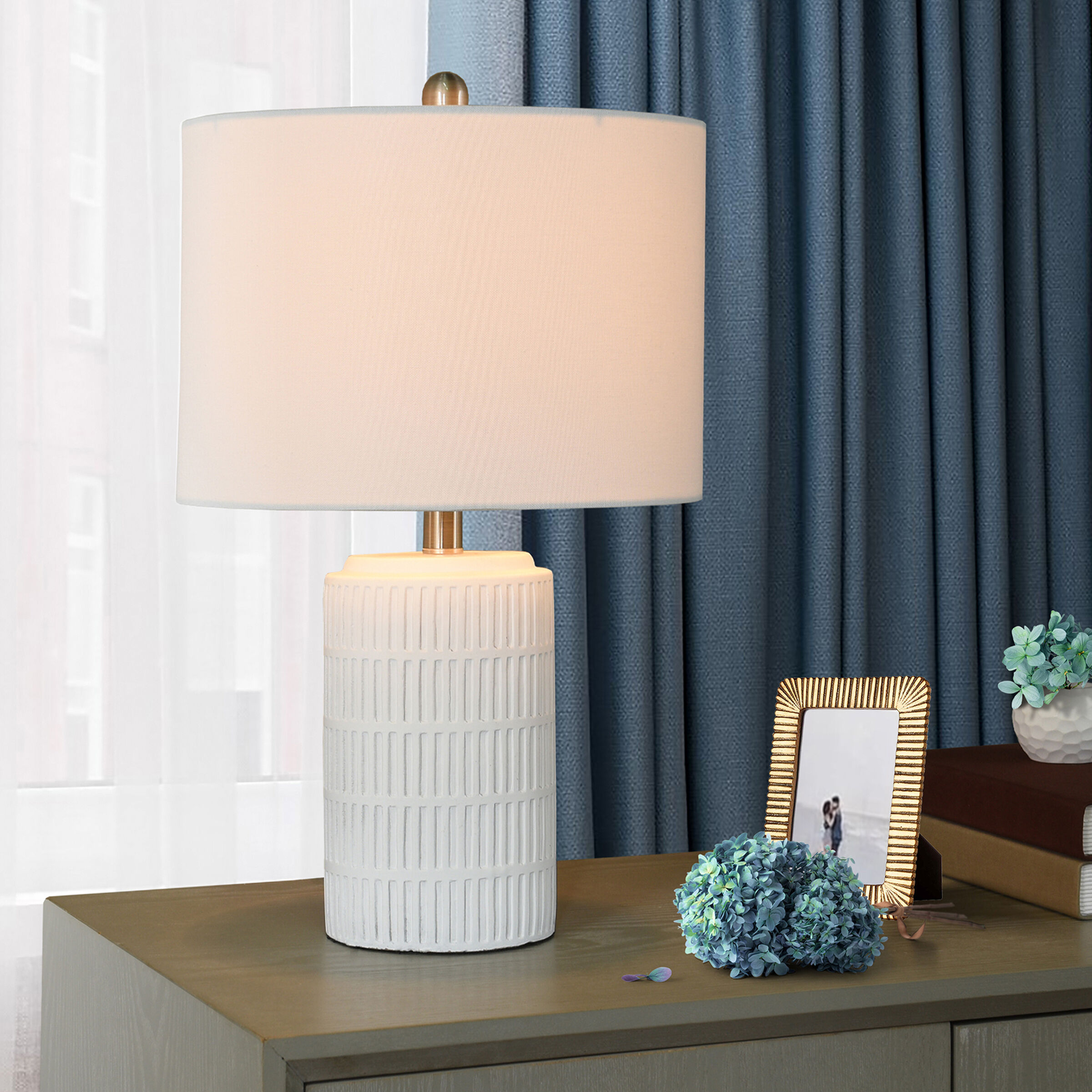 Joni 21 inch 60 watt White Table Lamp Portable Light