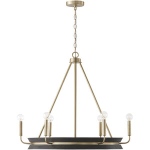 Finn 6 Light 31 inch Black Stain and Matte Brass Chandelier Ceiling Light