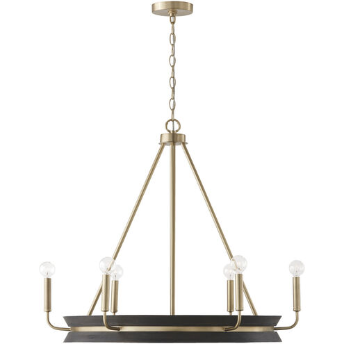 Finn 6 Light 31 inch Black Stain and Matte Brass Chandelier Ceiling Light