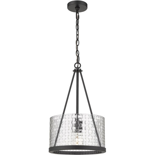 Marissa 1 Light 12 inch Matte Black Mini Pendant Ceiling Light in Clear Basket Weave Glass