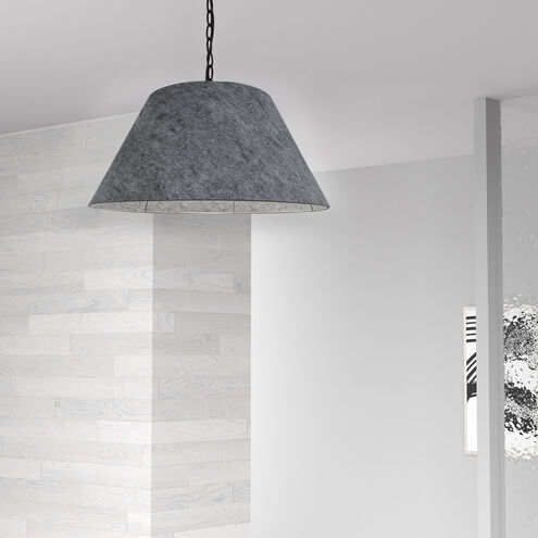 Brynn 1 Light 20 inch Black Pendant Ceiling Light in Grey Felt, Medium