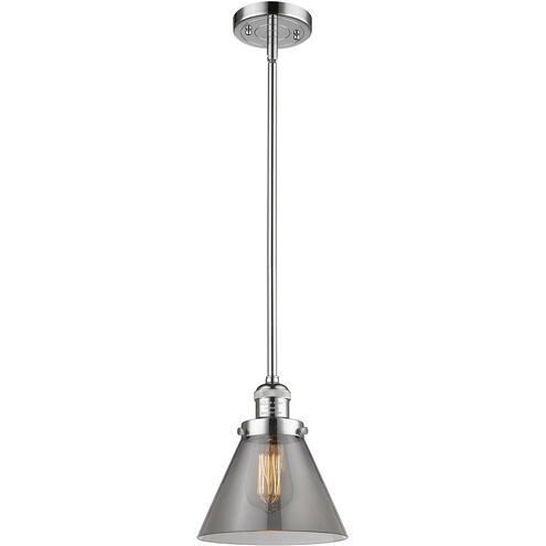 Franklin Restoration Cone 1 Light 8 inch Polished Chrome Mini Pendant Ceiling Light in Incandescent, Plated Smoke, Franklin Restoration