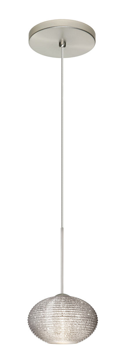 Lasso LED Satin Nickel Pendant Ceiling Light in Glitter Glass