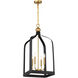 Sheffield 4 Light 15 inch Black with Warm Brass Accents Pendant Ceiling Light