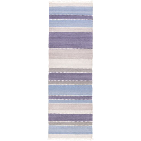 Miguel 96 X 30 inch Blue and Blue Runner, Wool and Cotton