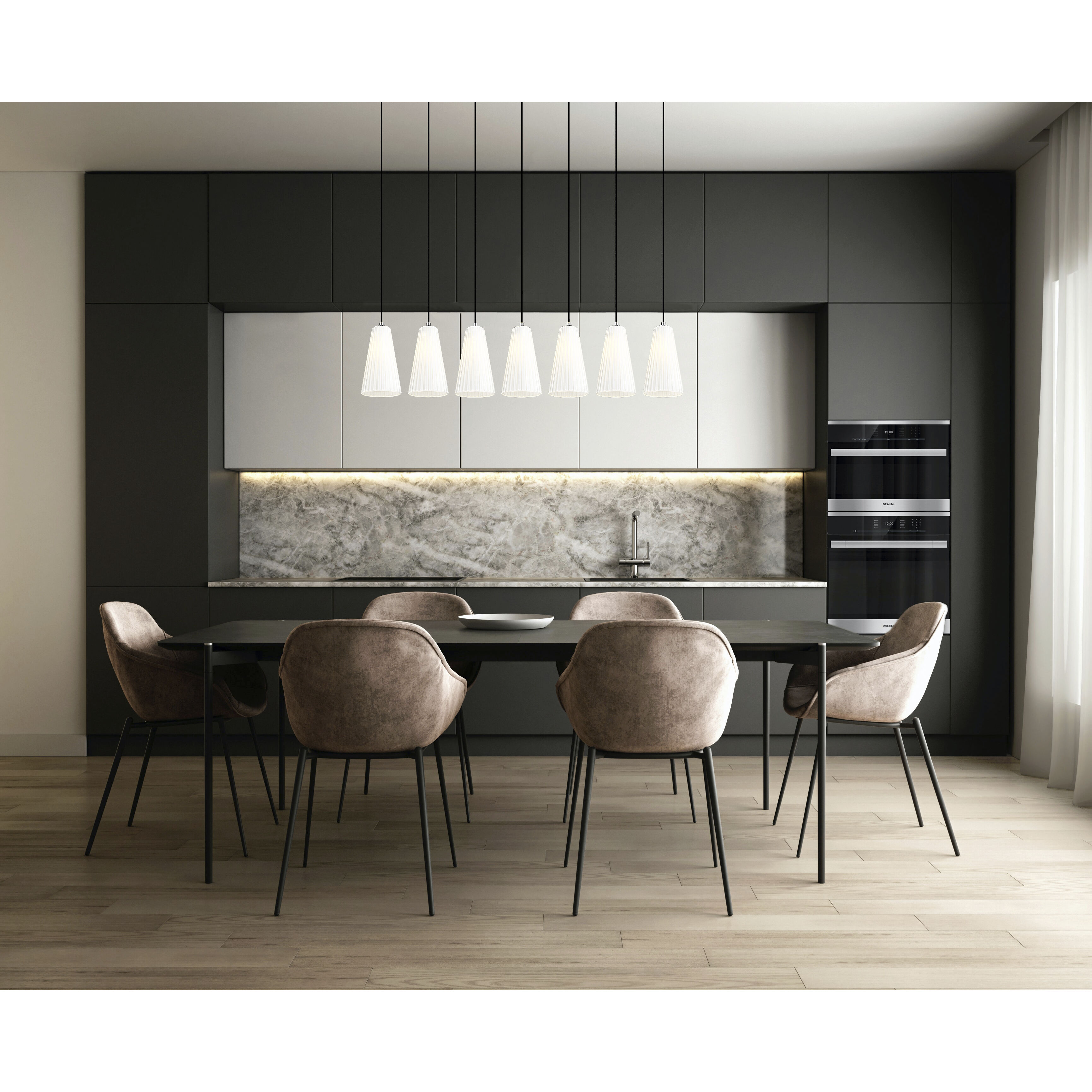 Farrell 7 Light 54 inch Brushed Nickel Linear Chandelier Ceiling Light