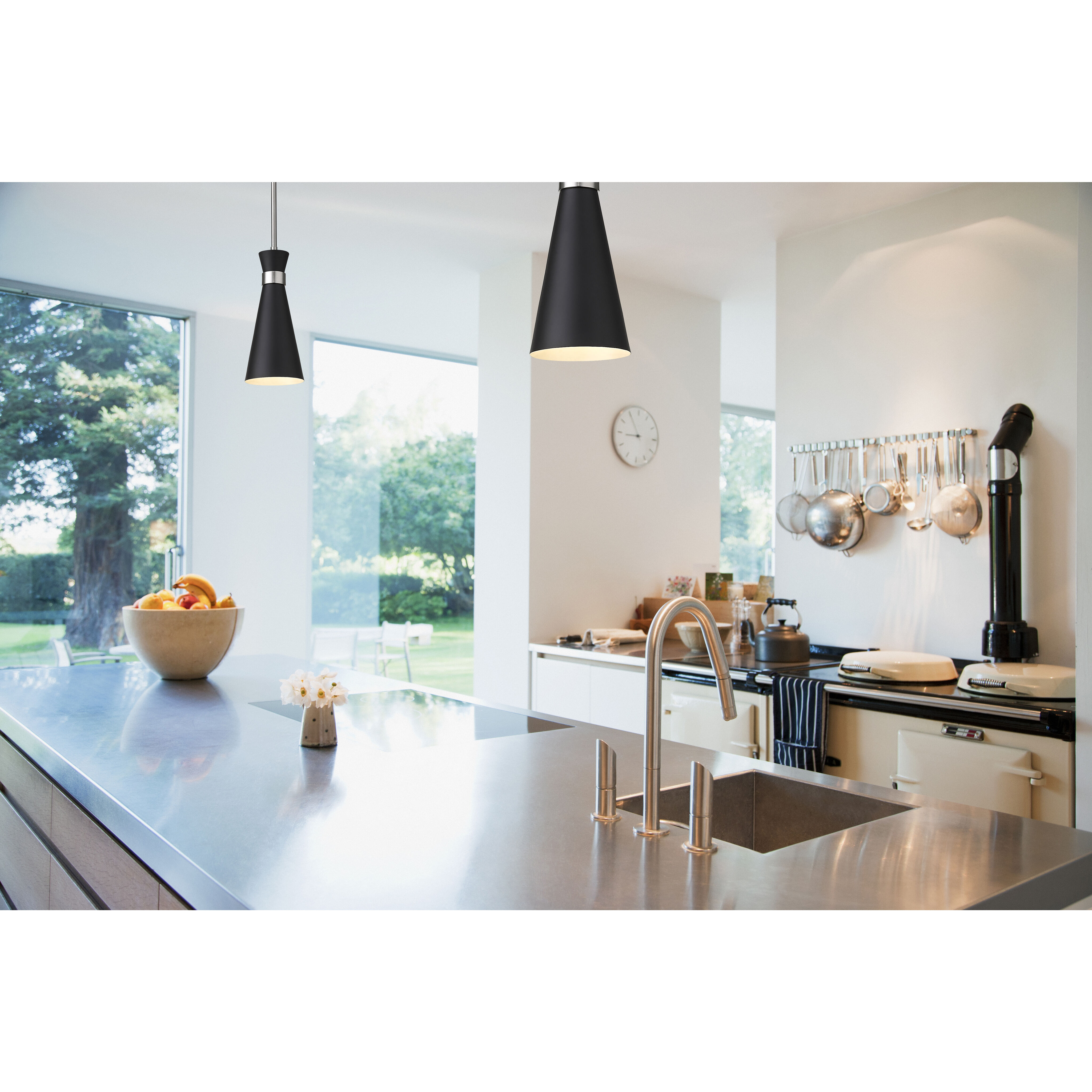 Soriano 1 Light 5.5 inch Matte Black and Brushed Nickel Pendant Ceiling Light