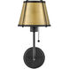 Clarke 1 Light 7.25 inch Black with Lacquered Dark Brass accents Sconce Wall Light