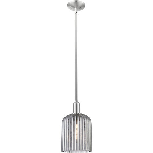 Downtown Urban Bridal Veil 1 Light 8 inch Brushed Satin Nickel Mini Pendant Ceiling Light in Light Smoke Glass