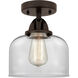 Nouveau 2 Large Bell LED 8 inch Oil Rubbed Bronze Semi-Flush Mount Ceiling Light in Clear Glass