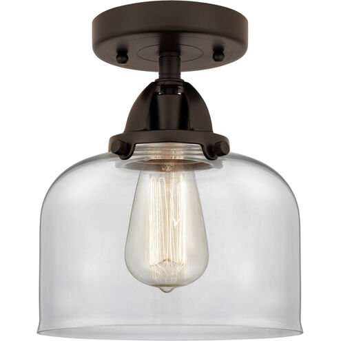 Nouveau 2 Large Bell LED 8 inch Oil Rubbed Bronze Semi-Flush Mount Ceiling Light in Clear Glass
