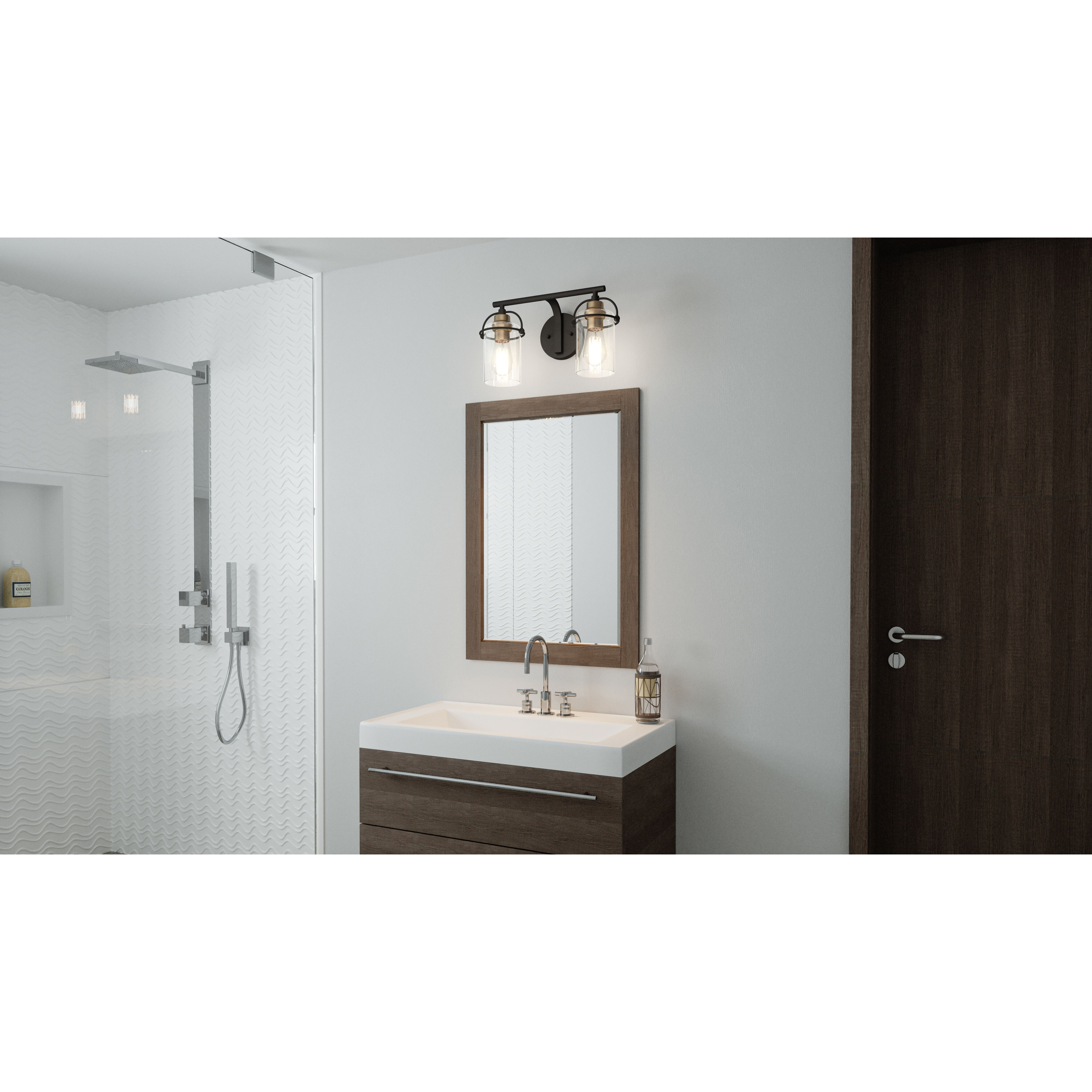 Emerson 2 Light 16 inch Matte Black Bath Light Wall Light, Medium