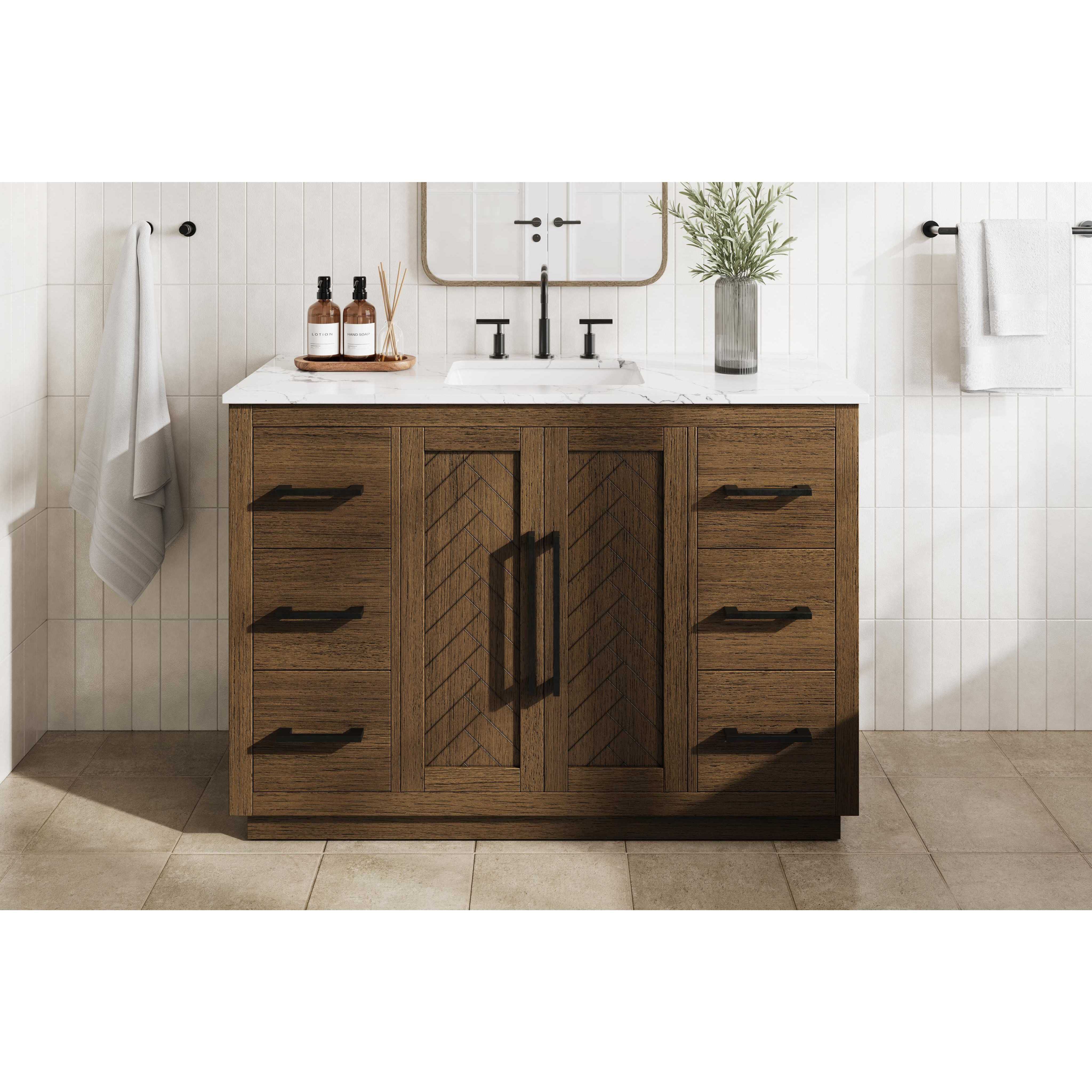 Chase 48 X 34 inch Hazel Oak Bathroom Vanity Cabinet