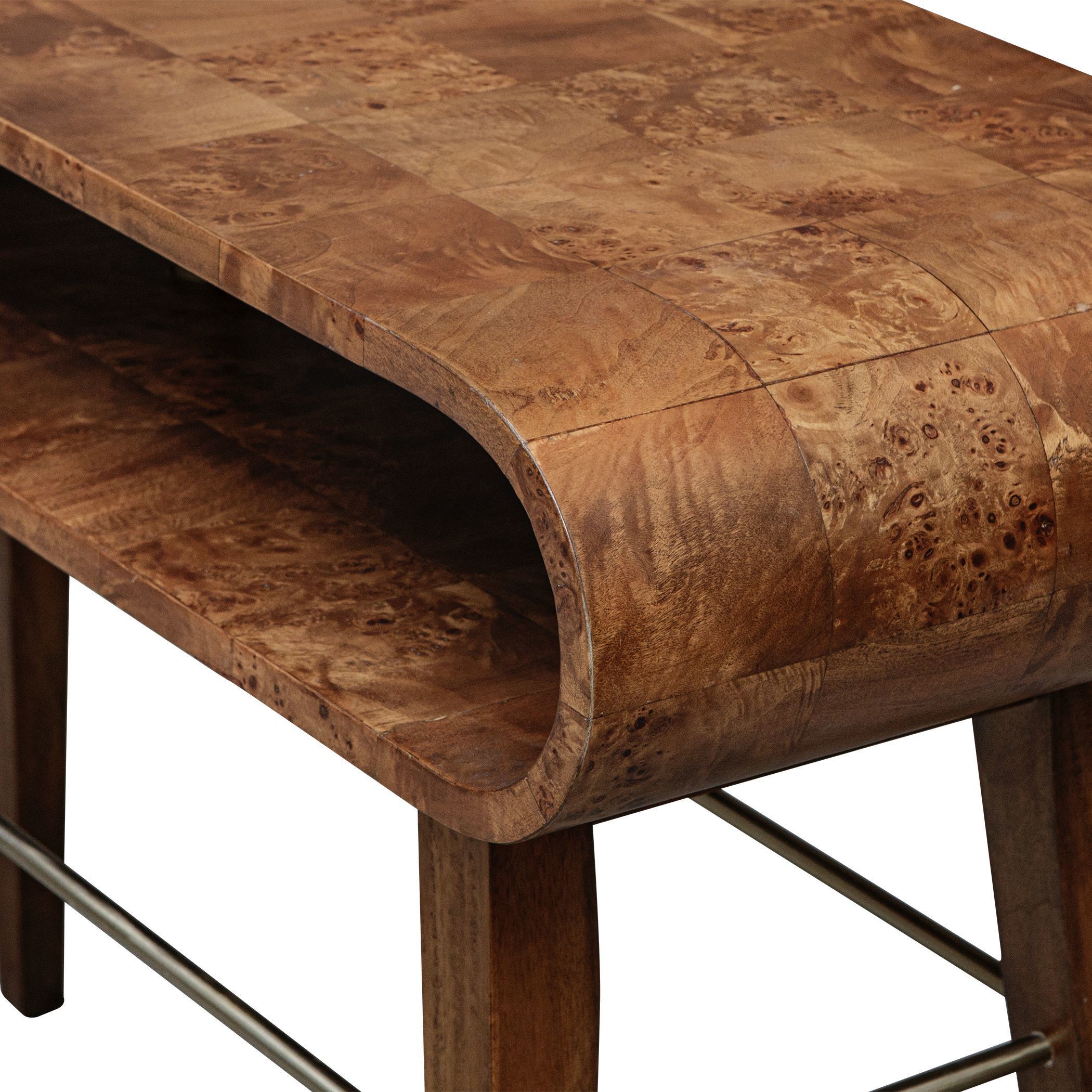Ledger 46 inch Burl Veneer and Java Wood with Brass Console Table