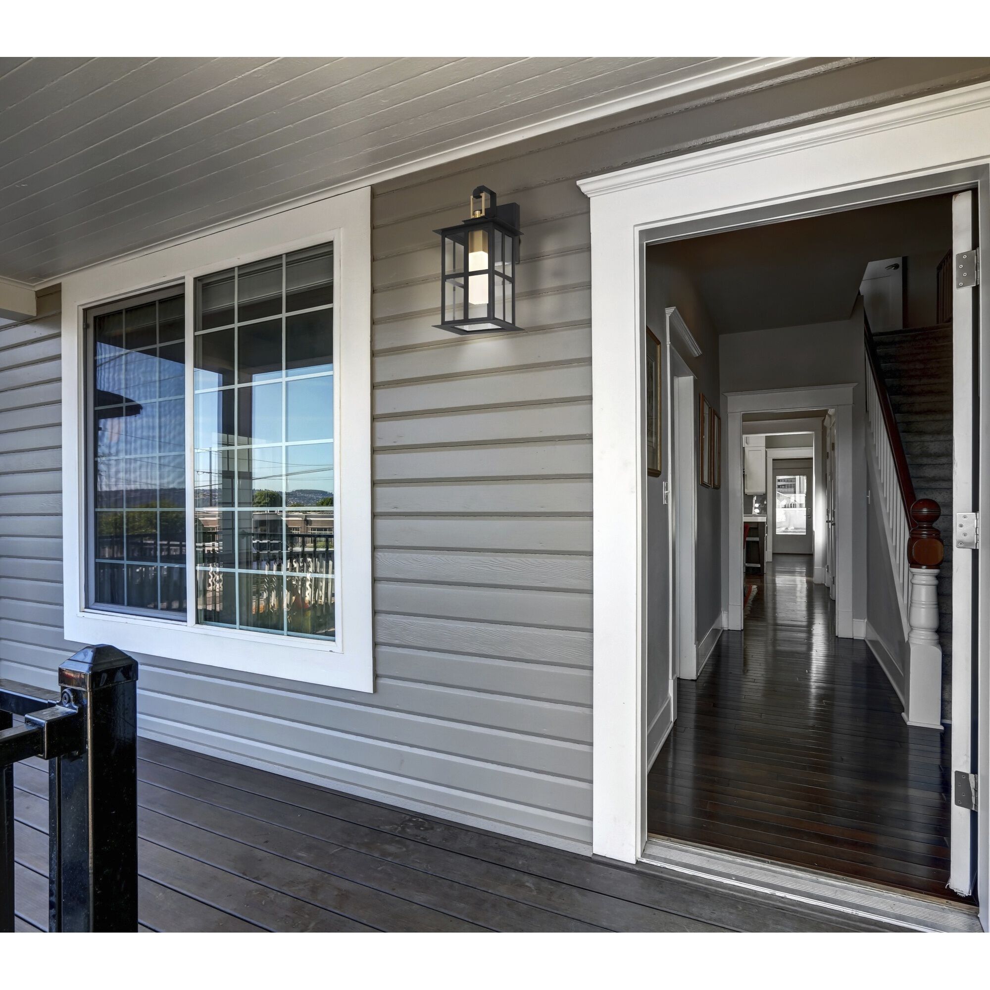 Greyson 1 Light 7.5 inch Brass and Black Outdoor Pendant