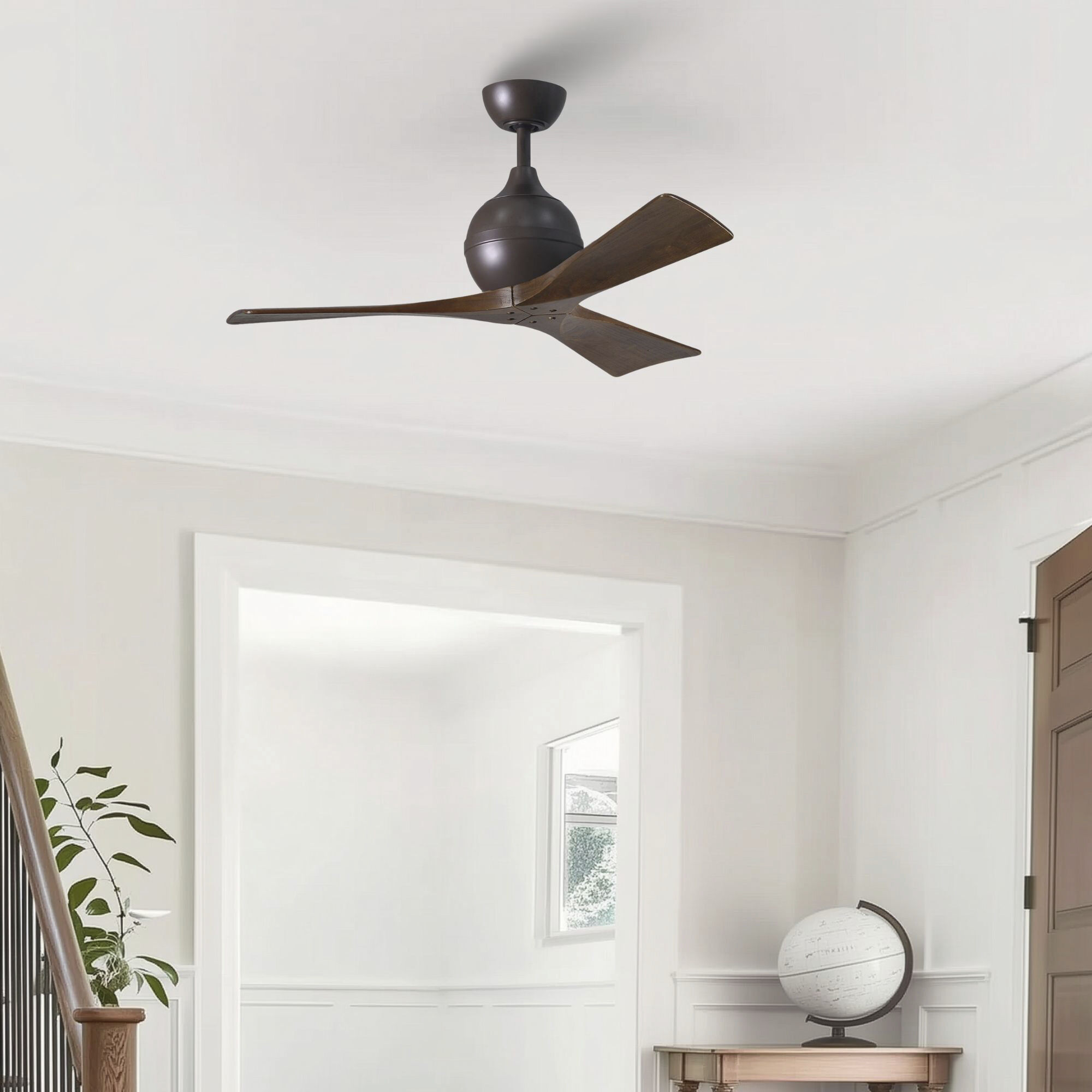 Atlas Irene-3 42 inch Textured Bronze with Walnut Tone Blades Paddle Fan, Paddle Fan