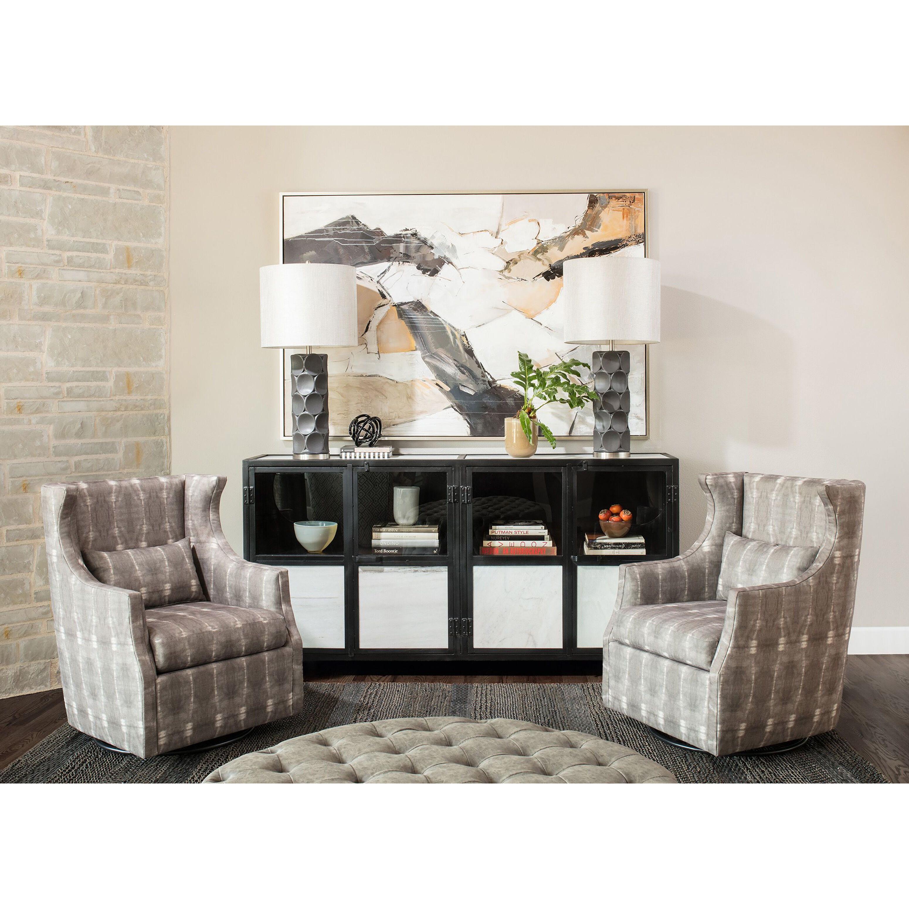 Rutherford 37 inch 150.00 watt Charcoal Table  Lamp Portable Light