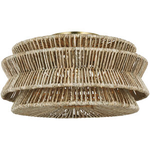 Chapman & Myers Antigua LED 23.25 inch Antique-Burnished Brass and Natural Abaca Semi-Flush Mount Ceiling Light, XL