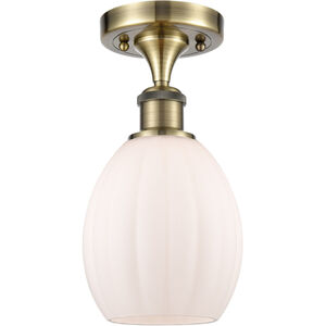 Ballston Eaton LED 6 inch Antique Brass Semi-Flush Mount Ceiling Light in Matte White Glass, Ballston