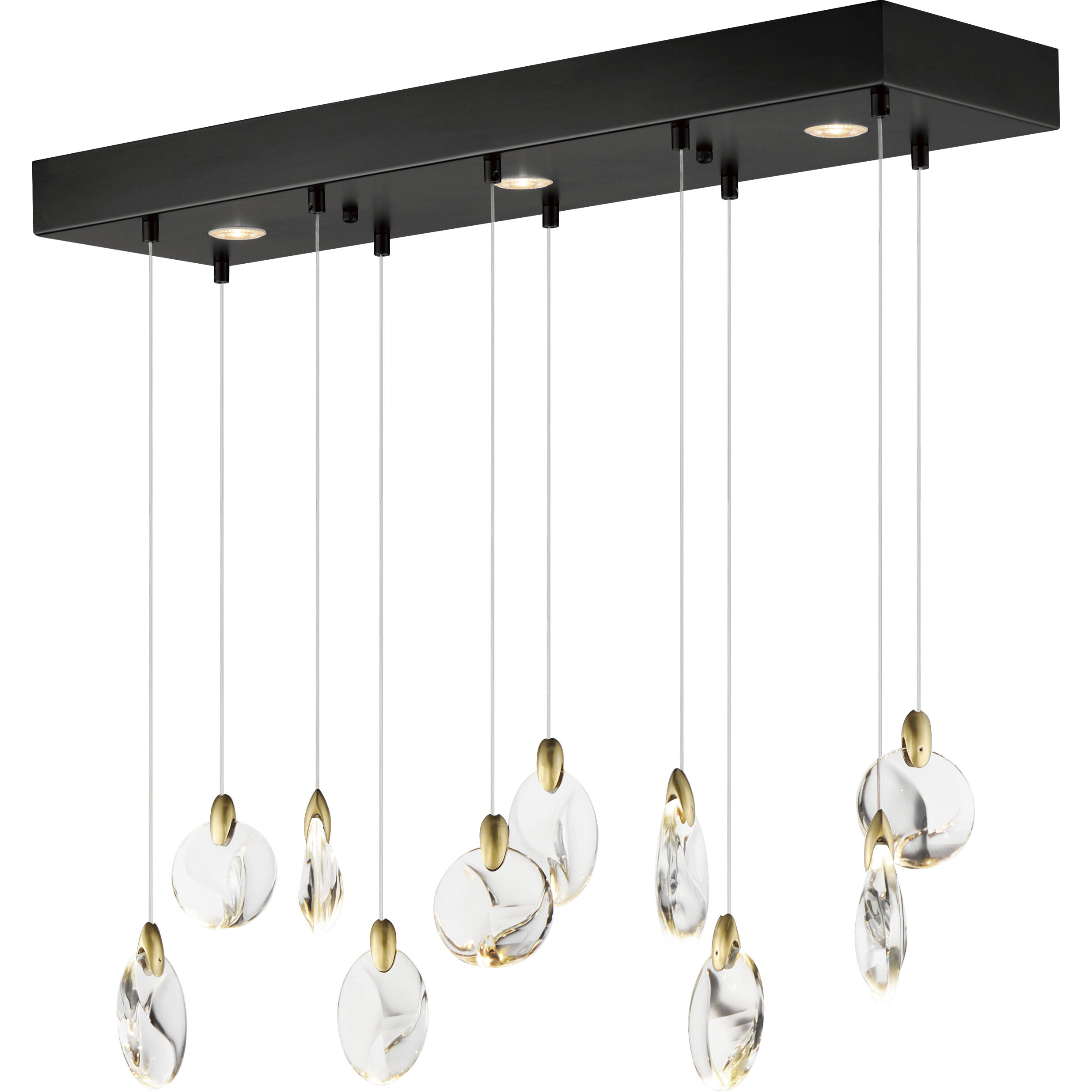 Pebble LED 35.5 inch Black and Polished Gold Linear Pendant Ceiling Light