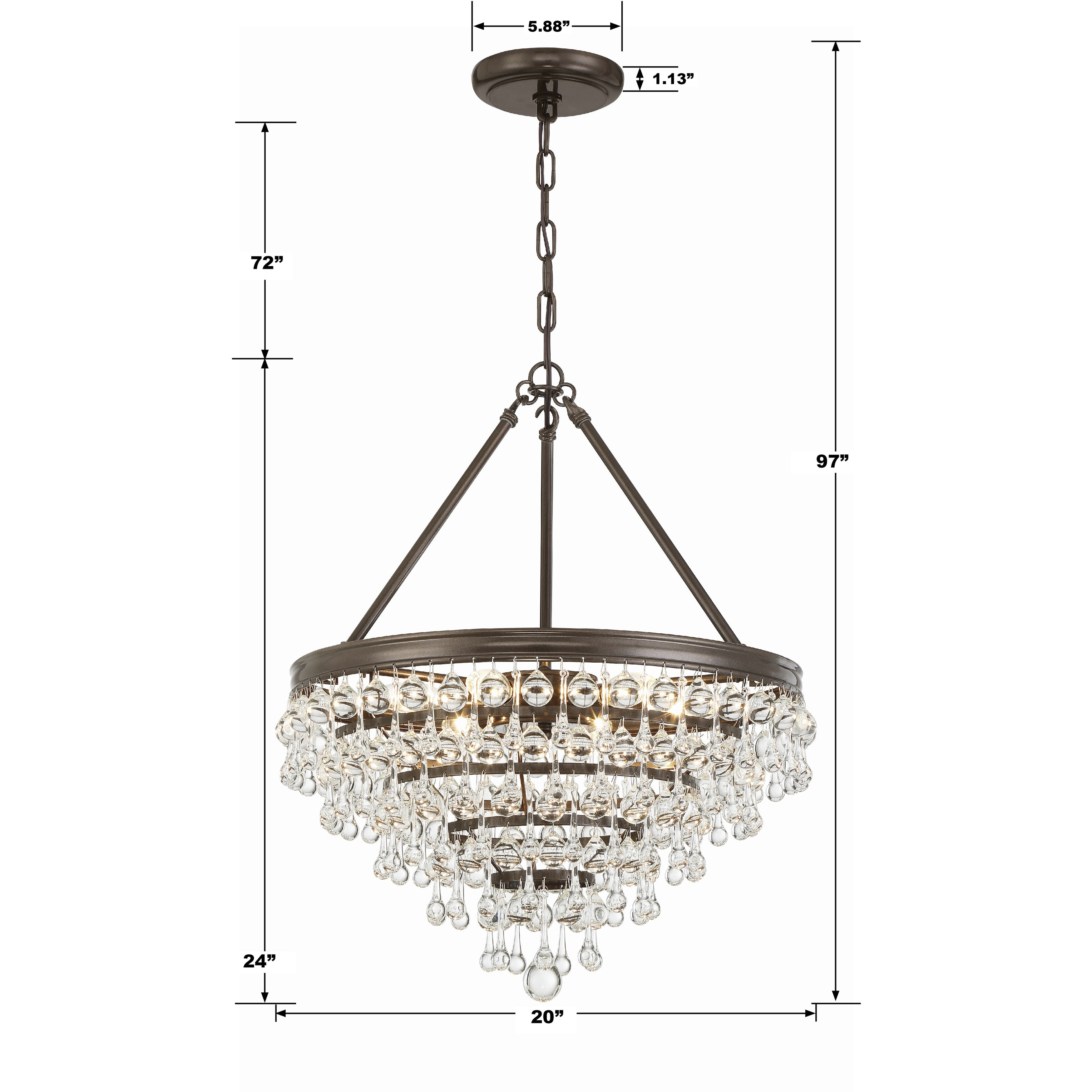 Calypso 6 Light 20 inch Vibrant Bronze Chandelier Ceiling Light