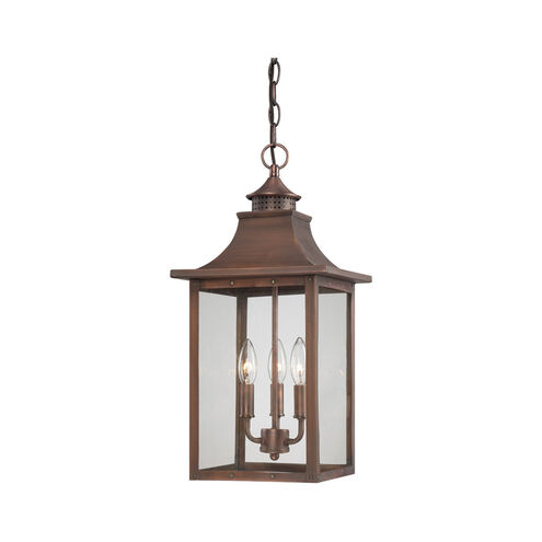 St. Charles 3 Light 10 inch Copper Patina Exterior Hanging Lantern