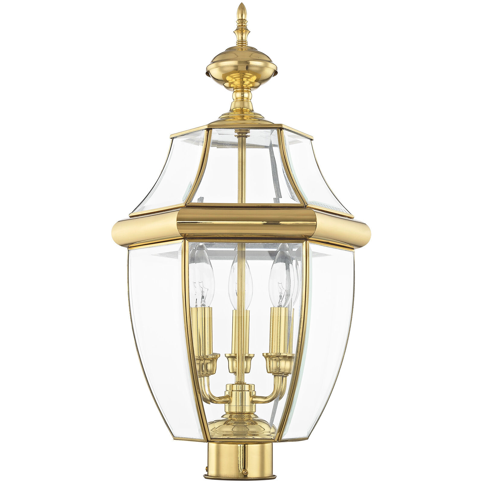 Monterey 3 Light 23.5 inch Polished Brass Outdoor Post Top Lantern