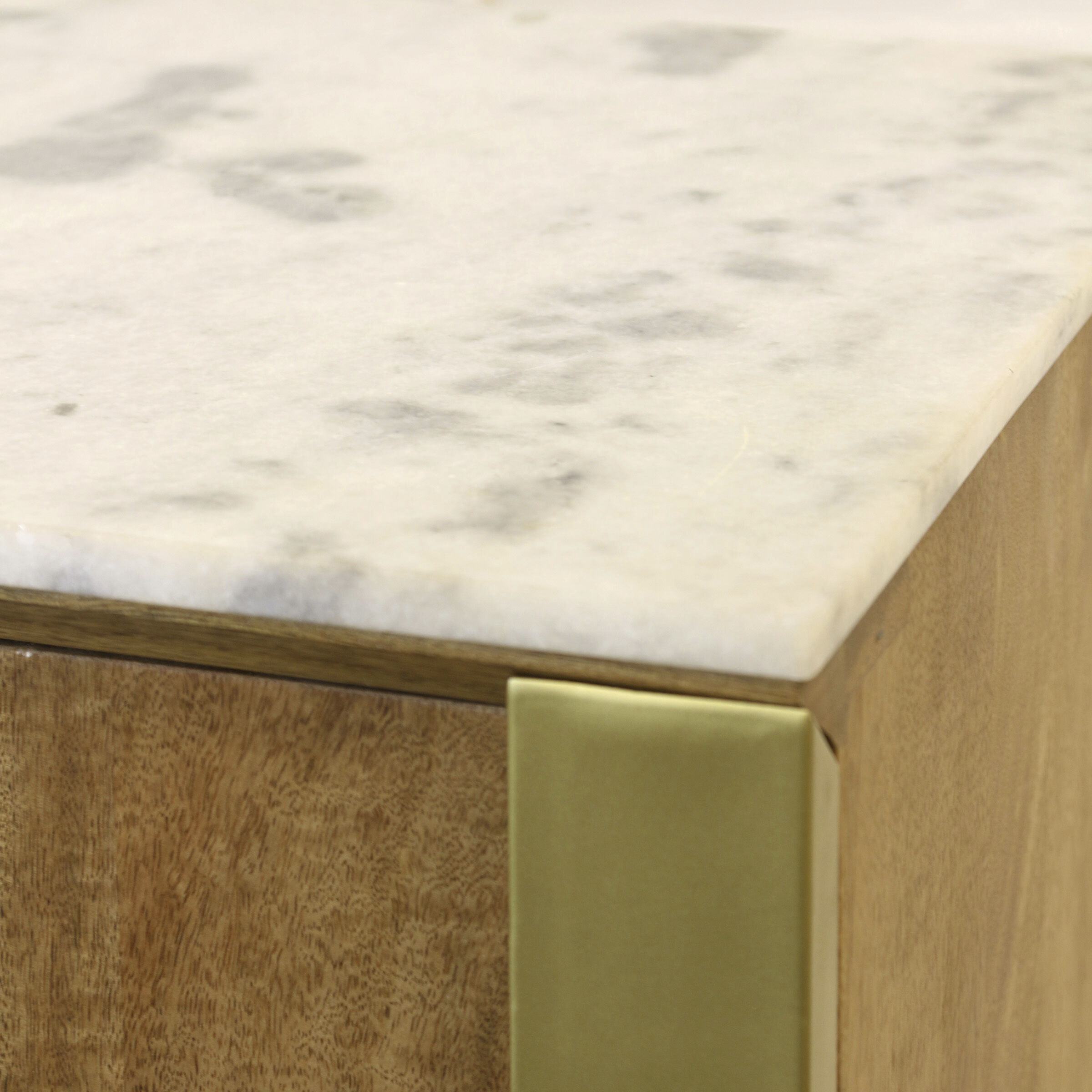 Astoria Light Tobacco and White and Brass Cabinet