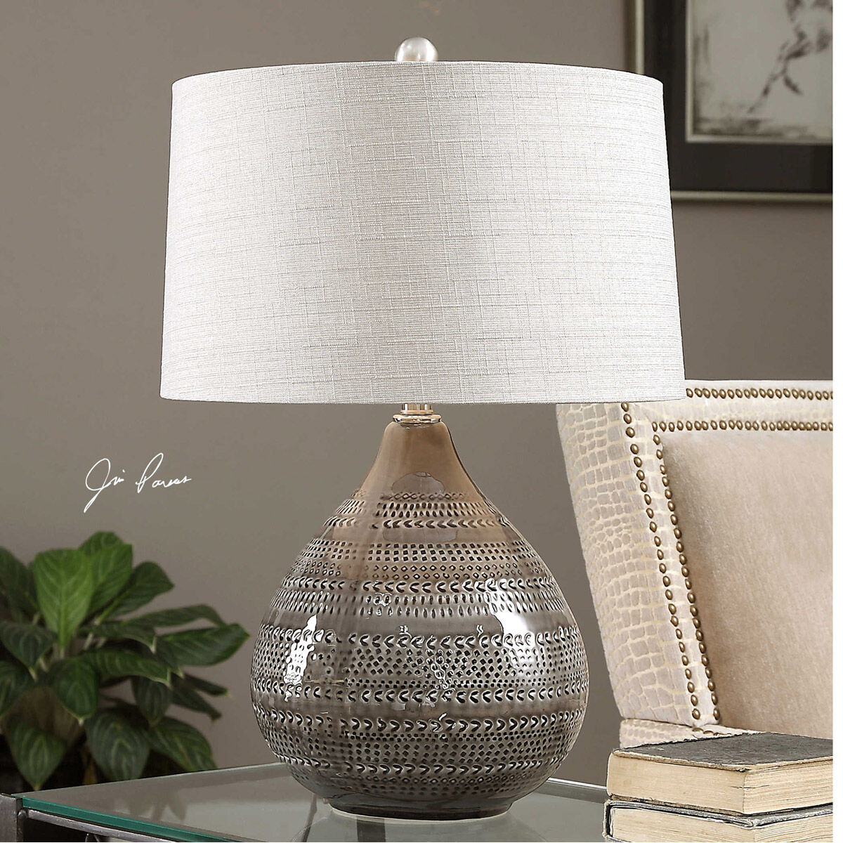 Batova 25 inch 150 watt Smoke Gray Lamp Portable Light