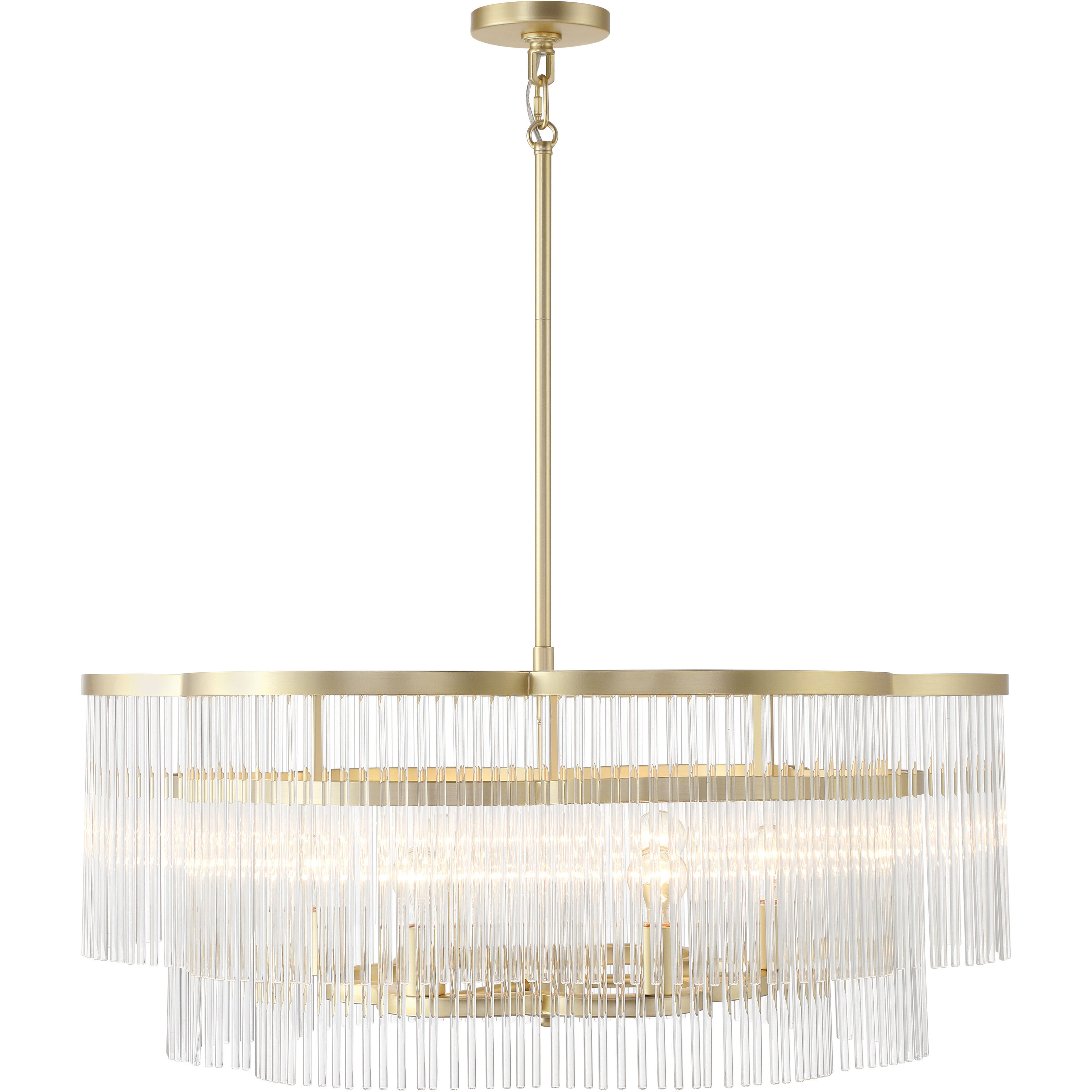 Azura 6 Light 34 inch Heirloom Brass Scalloped Pendant Ceiling Light