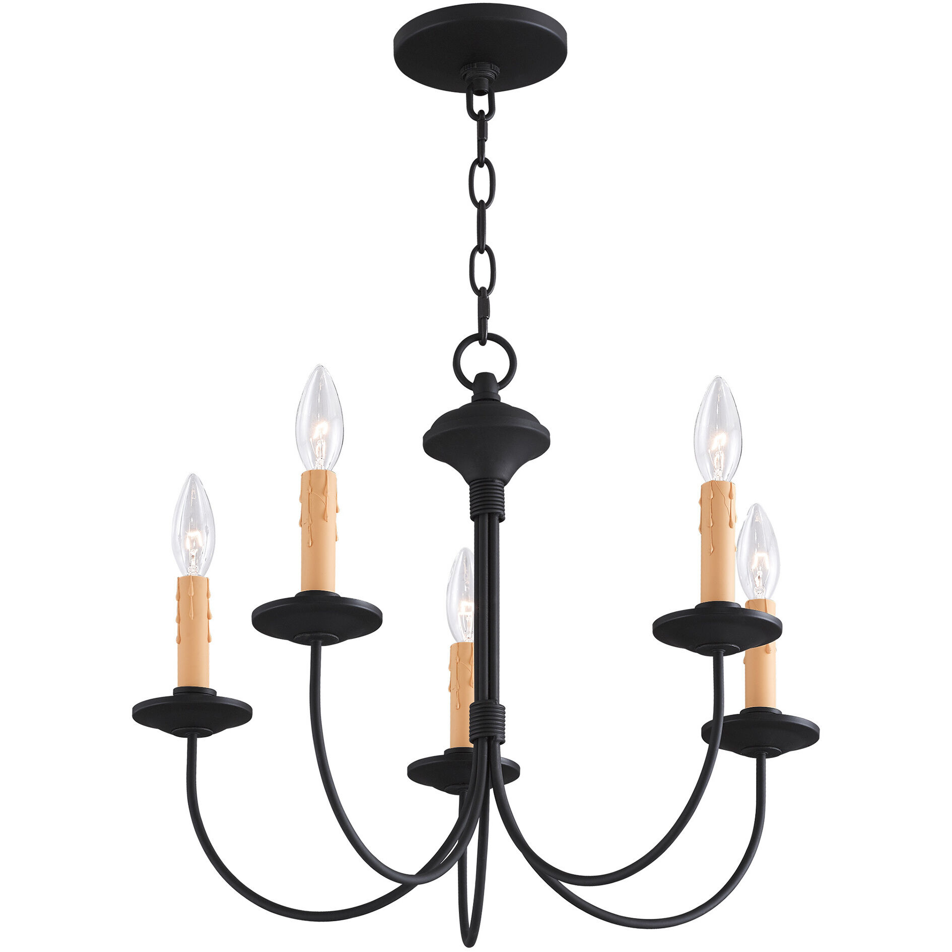 Heritage 5 Light 20 inch Black Chandelier Ceiling Light