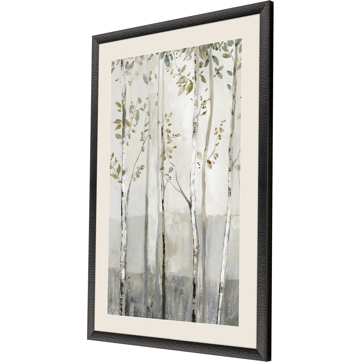 Blue Birch Serenade Gray and Green and Neutral and White Framed Art