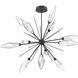 Rock Crystal LED Matte Black Chandelier Ceiling Light, Starburst