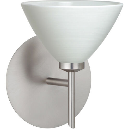 Domi LED 5 inch Satin Nickel Mini Sconce Wall Light in Chalk Glass