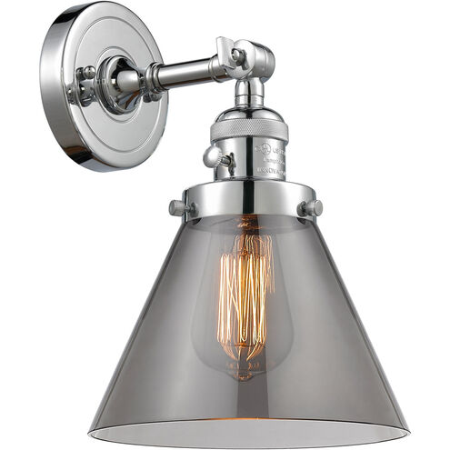 Franklin Restoration Large Cone LED 8 inch Polished Chrome Sconce Wall Light, Franklin Restoration