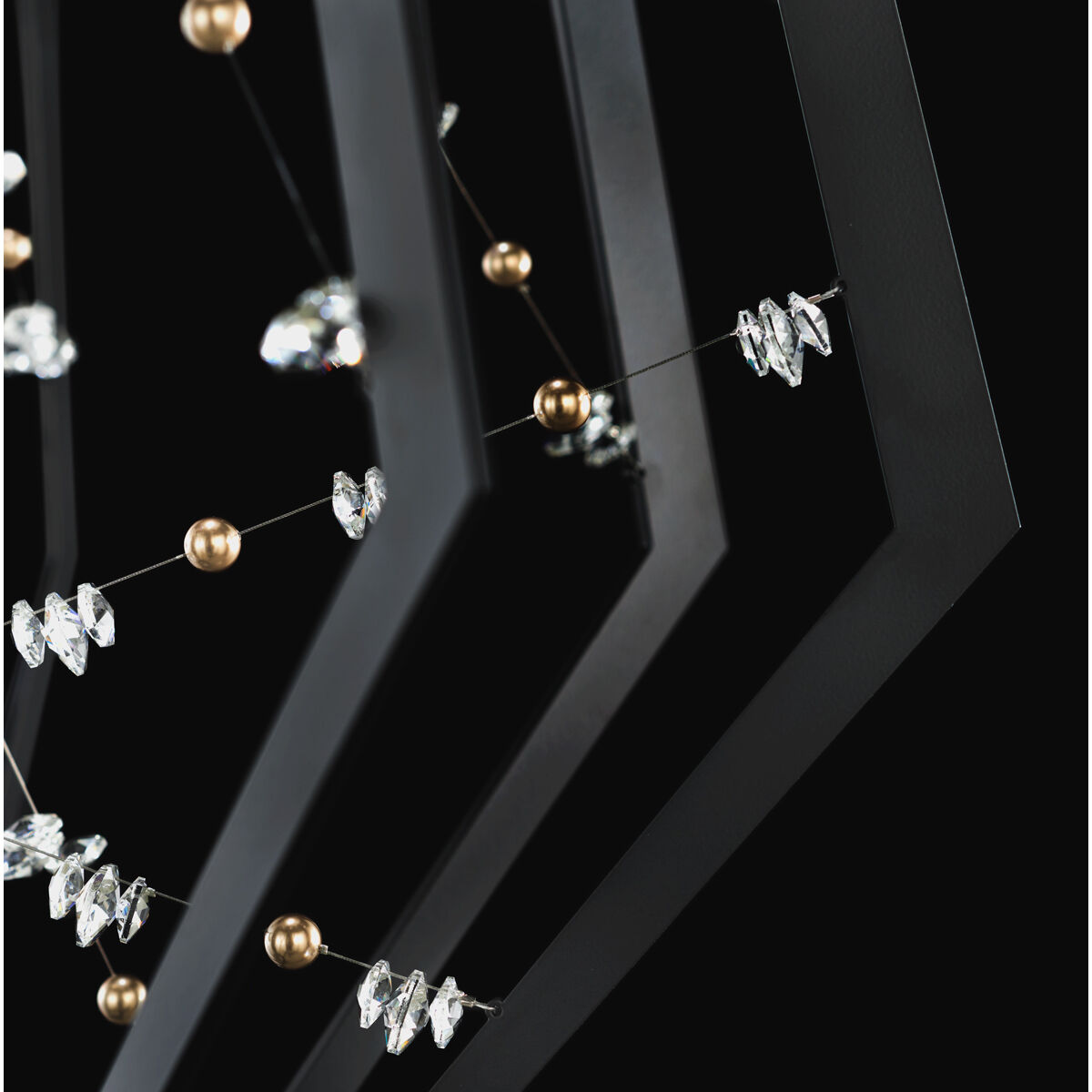 Forever Eternity LED 65 inch Black Pendant Ceiling Light in Clear Radiance Crystal and Gold Pearl