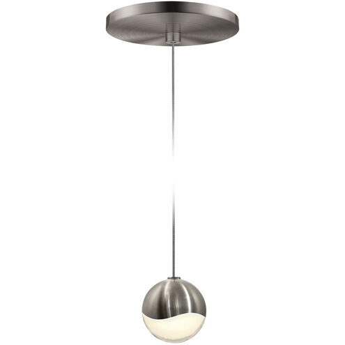 Grapes LED 3 inch Satin Nickel Pendant Ceiling Light in White Glass