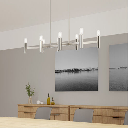Copenhagen 8 Light 40 inch Brushed Nickel Linear Chandelier Ceiling Light