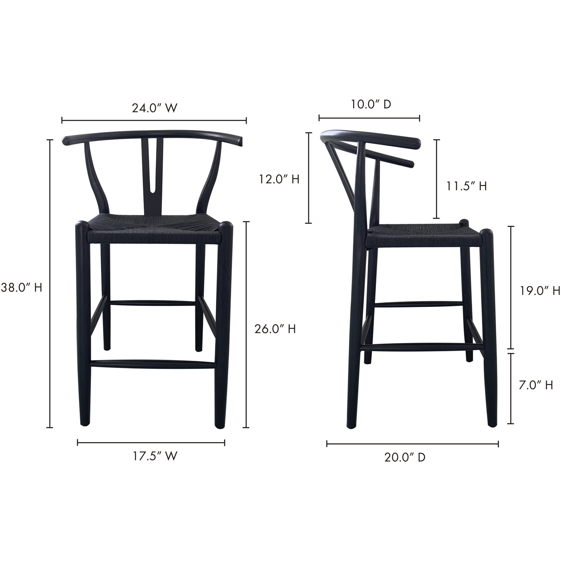 Ventana 38 inch Black Counter Stool