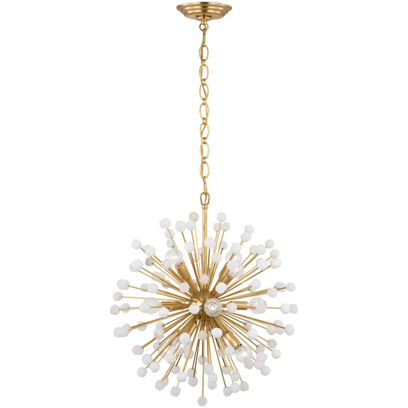 Suzanne Kasler Lys LED 21.25 inch Hand-Rubbed Antique Brass and Alabaster Chandelier Ceiling Light