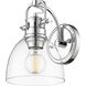 Yep Duncan Vanity Wall Light in Chrome, Clear Glass