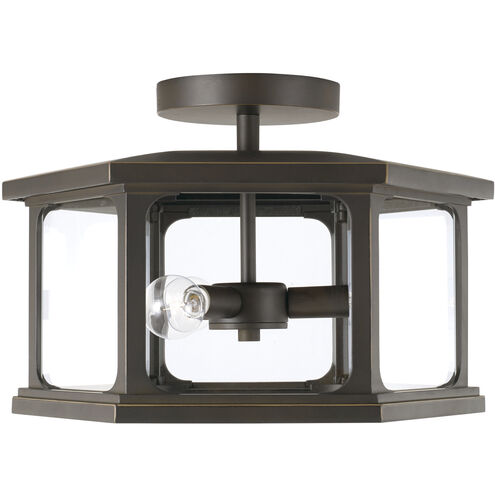 Walton 3 Light 16 inch Oiled Bronze Outdoor Semi-Flush Mount