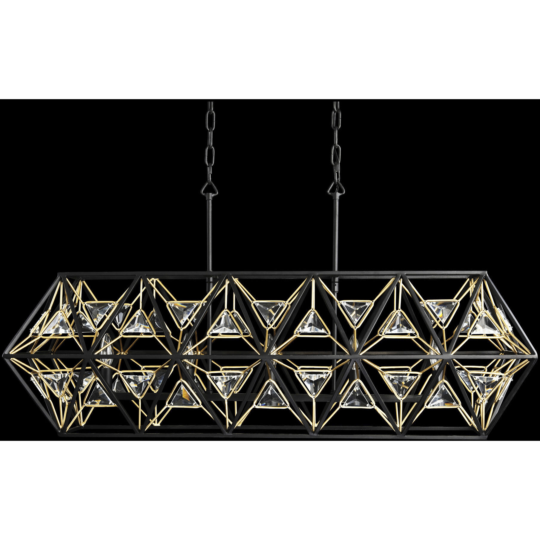 Marcia 5 Light 42 inch Matte Black and French Gold Linear Pendant Ceiling Light
