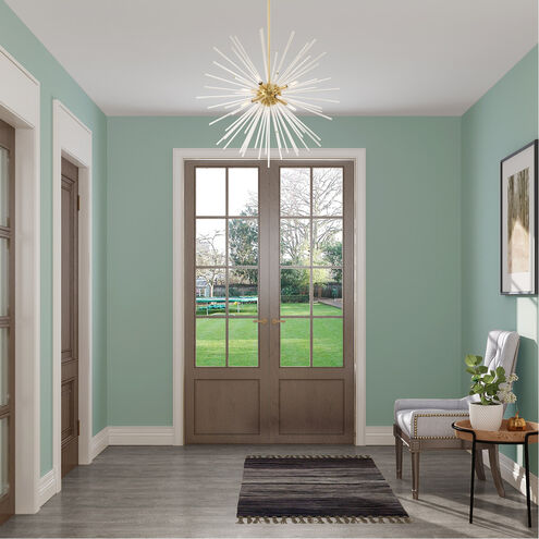 Utopia 8 Light 34 inch Satin Brass Pendant Chandelier Ceiling Light