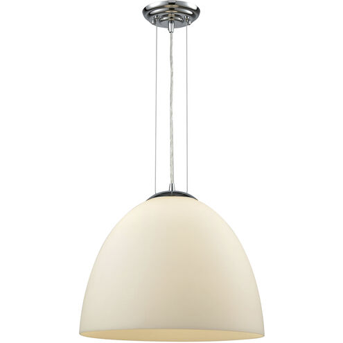 Merida 1 Light 15 inch Polished Chrome with White Pendant Ceiling Light
