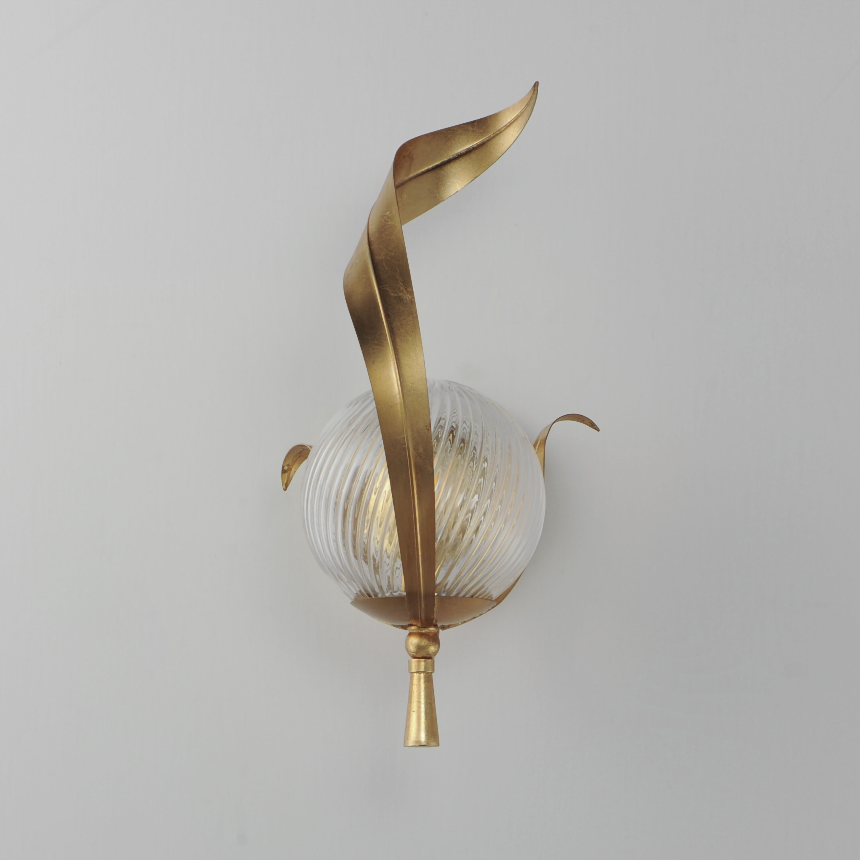Firenze 1 Light 7.5 inch Gold Leaf Wall Sconce Wall Light in Clear Ribbed
